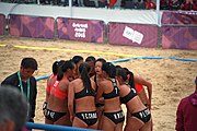 Deutsch: Beachhandball bei den Olympischen Jugendspielen 2018; Tag 5, 10. November 2018; Mädchen, Hauptrunde - Chinese Taipei (Taiwan)-Niederlande 1:2 English: Beach handball at the 2018 Summer Youth Olympics at 11 October 2018 – Girls Main Round – Chinese Taipei (Taiwan)-Netherlands 1:2