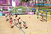 Deutsch: Beachhandball bei den Olympischen Jugendspielen 2018; Tag 3, 9. Oktober 2018; Mädchen, Vorrunde, Gruppe A - Kroatien-Ungarn 0:2 English: Beach handball at the 2018 Summer Youth Olympics at 9 October 2018 – Girls Preliminary Round Group A‎ – Croatia-Hungary 0:2