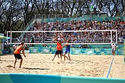 Deutsch: Beachvolleyball bei den Olympischen Jugendspielen 2018; Tag 11, 17. Oktober 2018; Jungen,Finale – Niederlande (Matthew Immers/Yorick de Groot)-Schweden (David Åhman/Jonatan Hellvig) 0:2 (20–22/15–21) English: Beach volleyball at the 2018 Summer Youth Olympics at 17 October 2018 – Final – Netherlands (Matthew Immers/Yorick de Groot)-Sweden (David Åhman/Jonatan Hellvig) 0:2 (20–22/15–21)