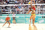 Deutsch: Beachvolleyball bei den Olympischen Jugendspielen 2018; Tag 9, 15. Oktober 2018; Mädchen, Viertelfinale: Puerto Rico-Russland 0–2 (12–21/10–21) English: Beach volleyball at the 2018 Summer Youth Olympics at 15 October 2018 – Girls Quarterfinals: Puerto Rico-Russia 0–2 (12–21/10–21)