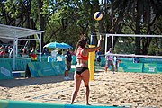 Deutsch: Beachvolleyball bei den Olympischen Jugendspielen 2018; Tag 8, 14. Oktober 2018; Mädchen, Achtelfinale – Bolivien-Puerto Rico 0:2 (18–21/18–21 ) English: Beach volleyball at the 2018 Summer Youth Olympics at 14 October 2018 – Girls Round of 16 – Bolivia-Puerto Rico 0:2 (18–21/18–21 )