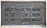 One of six large inscribed panels and several smaller panels bearing the names of the fallen of both World Wars found on all four sides of the Memorial.