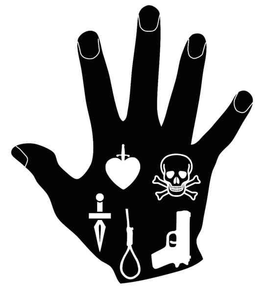 File:Black Hand 2.png
Description	
English: According to a 1912 newspaper report the Black Hand, "really exists only as a phrase. As an organization such a thing never existed out of the minds of the police. It is a catch phrase made familiar through the newspapers, and the quick witted criminal of Latin extraction lost no time in using it as a nom de crime, which he wrote at the bottom of his blackmailing letters, sometimes – in fact, generally – adding fanciful decorations of his own, such as daggers dripping blood, revolvers spitting fire and bullets, crudely drawn skulls and crossbones and the inevitable sketch of a human hand."