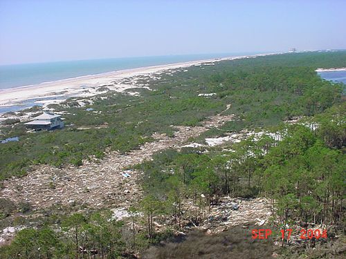 Damage from Ivan at the Bon Secour National Wildlife Refuge