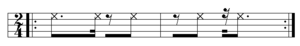 Bossa nova snare rim pattern (Play) Bossa nova pattern.png