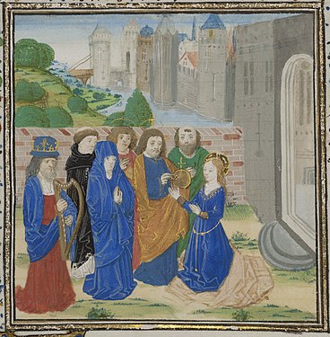 Master of Margaret of York, Mystic wedding of Catherine of Siena in a manuscript made for Louis de Gruuthuse. Public Library Bruges, MS 767.