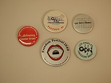 1981 red tour button on left Buttons (18329962726).jpg