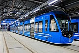 Een vierdelige CAF Urbos AXL tram; 2014.