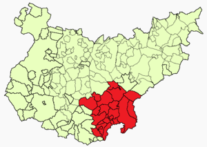 Localização da comarca de Campiña Sur na província de Badajoz