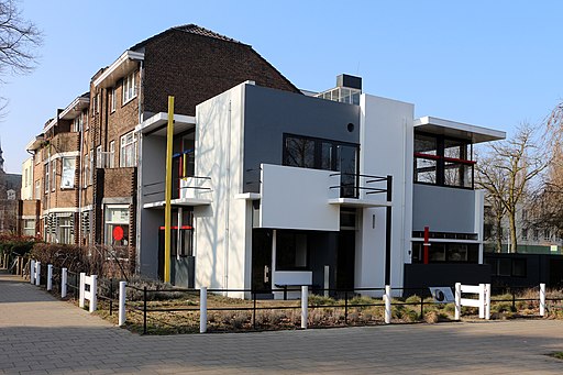 Blick auf das Rietveld-Schröder-Haus in Utrecht (UNESCO-Welterbe in den Niederlanden). Casa Rietveld Schröder 01