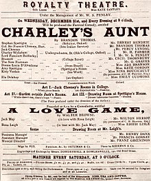 Programme for the original London production Charley's Aunt Royalty Dec 1892.jpg