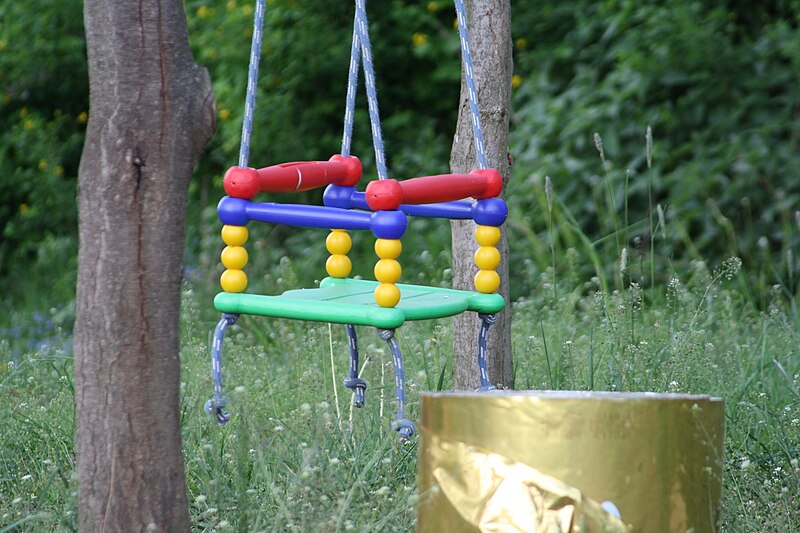 File:Children swing in cottage area in Hostákov, Vladislav, Třebíč District.jpg