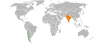 Location map for Chile and India.