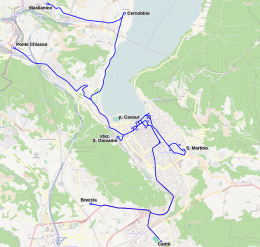 Carte du réseau de trolleybus de Côme.svg