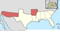 Map of the change to the Confederate States on May 7, 1861.