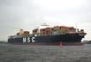 Container ship MSC Gaia on the river Elbe