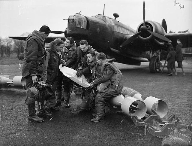 311 Squadron flight crew with their Wellington bomber at RAF East Wretham