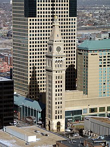 Daniels & Fisher Tower, Downtown (2009). Dieses 1911 fertig gestellte Hochhaus hat den Markusturm in Venedig zum Vorbild und wurde im Dezember 1969 in das NRHP eingetragen.[16]