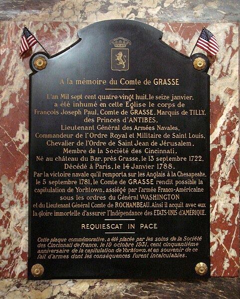 Tomb of de Grasse in the Church of Saint-Roch, Paris