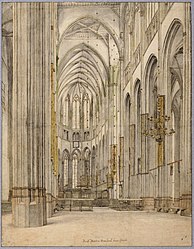 Interior of St Martin's Cathedral at Utrecht label QS:Lfr,"Intérieur de la cathédrale Saint-Martin à Utrecht" label QS:Len,"Interior of St Martin's Cathedral at Utrecht" label QS:Lpl,"Wnętrze katedry św. Marcina w Utrechcie" label QS:Lde,"Innenansicht des Utrechter Doms" label QS:Lnl,"Interieur van de Domkerk te Utrecht" 3 September 1636. drawing. Utrecht, Utrechts Archief.