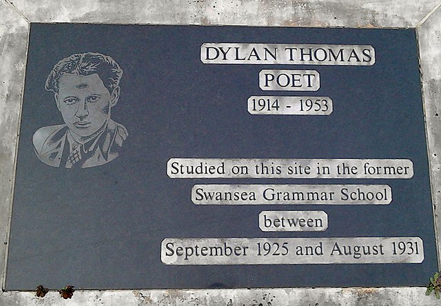 Memorial plaque on the former Mount Pleasant site of Swansea Grammar School