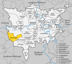 Elhelyezkedése Baden-Württemberg térképén