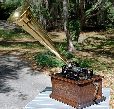 An Edison Standard Phonograph that uses wax cylinders