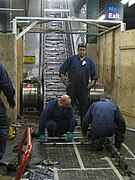 An escalator being repaired at Town Hall station in Sydney, Australia