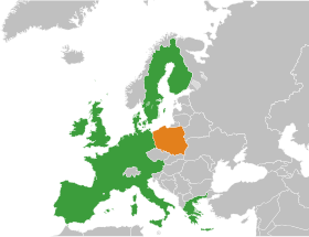 A fronteira euro-polaca entre 1995 e 2004.