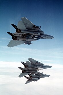 F-14As, beladen mit Übungsbomben, Lenkwaffen und TARPS