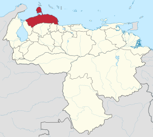 Штат Фалькон на мапі Венесуели