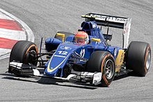 Felipe Nasr driving the Sauber C34 at the 2015 Malaysian Grand Prix Felipe Nasr 2015 Malaysia FP3.jpg