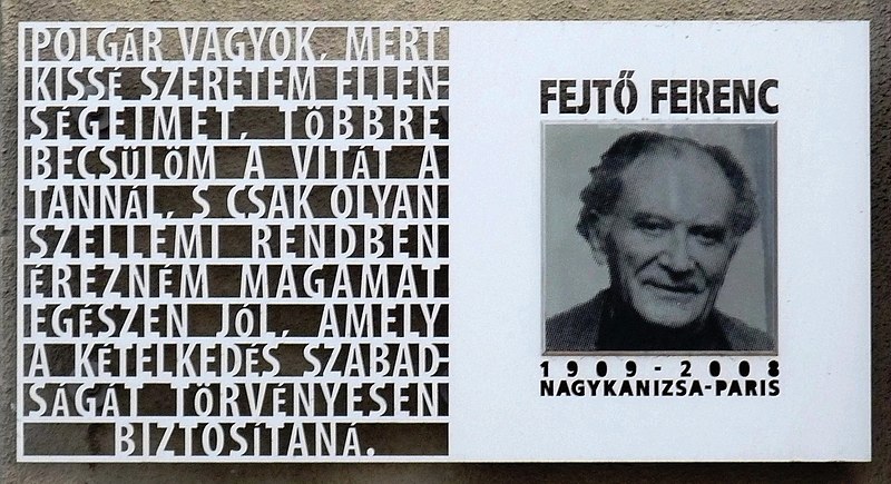 File:Ferenc Fejtő plaque Nagykanizsa Csengery22.jpg