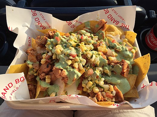 Smoked chicken nachos from The Band Box First Tennessee Park Band Box chicken nachos.jpg