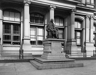 The statue in its original location outside the Main Post Office, Philadelphia, c. 1906