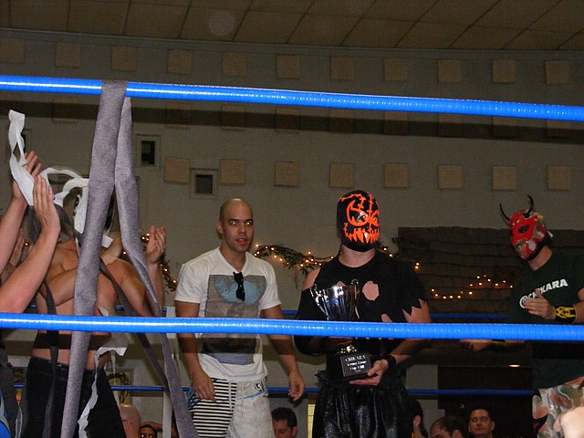 Chikara locker room celebrating Frightmare's Young Lions Cup victory over BDK's Lince Dorado