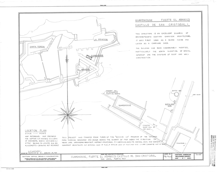 File:Fuerte El Abanico, Guardhouse, Boulevard Narzagaray, San Juan, San Juan Municipio, PR HABS PR,7-SAJU,56A- (sheet 1 of 5).png