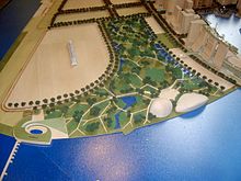 A model by the Urban Redevelopment Authority of the future garden at Marina South Gardens at Marina South model.JPG