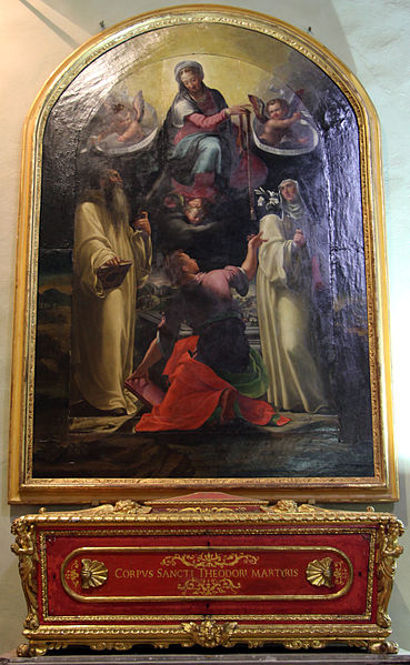 File:Girolamo macchietti, madonna della cintola tra i ss. benedetto e scolastica, con reliquiario di s. teodoro donato da urbano VII.JPG