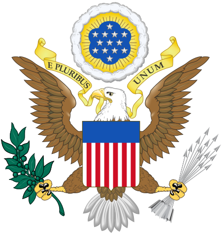 The greater coat of arms of the United States of America, as depicted on passports, embassies and the Great Seal.