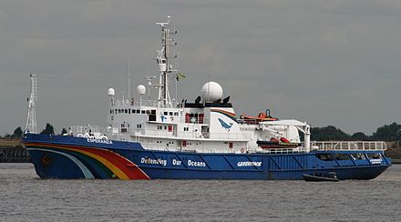 MV Esperanza, a former fire-fighter owned by the Russian Navy, was relaunched by Greenpeace in 2002