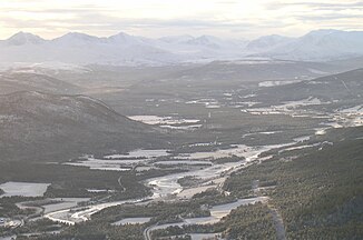 Folla in the Grimsmoen nature reserve in Folldal.  Rondane in the background.  View from Moskardskampen.