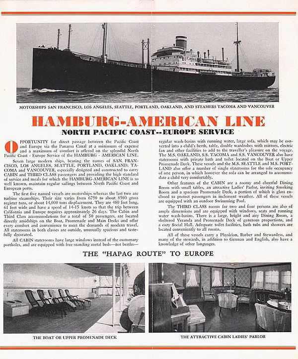 Advertisement for the Hamburg-American Line (1930)