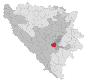 Lage der Gemeinde Hadžići in Bosnien und Herzegowina (anklickbare Karte)