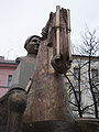 Statute of Jaroslav Hasek from Karel Nepraš (horse-pubdesk) and his daughter (head)