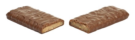 A Heath candy bar, which is English toffee coated in milk chocolate