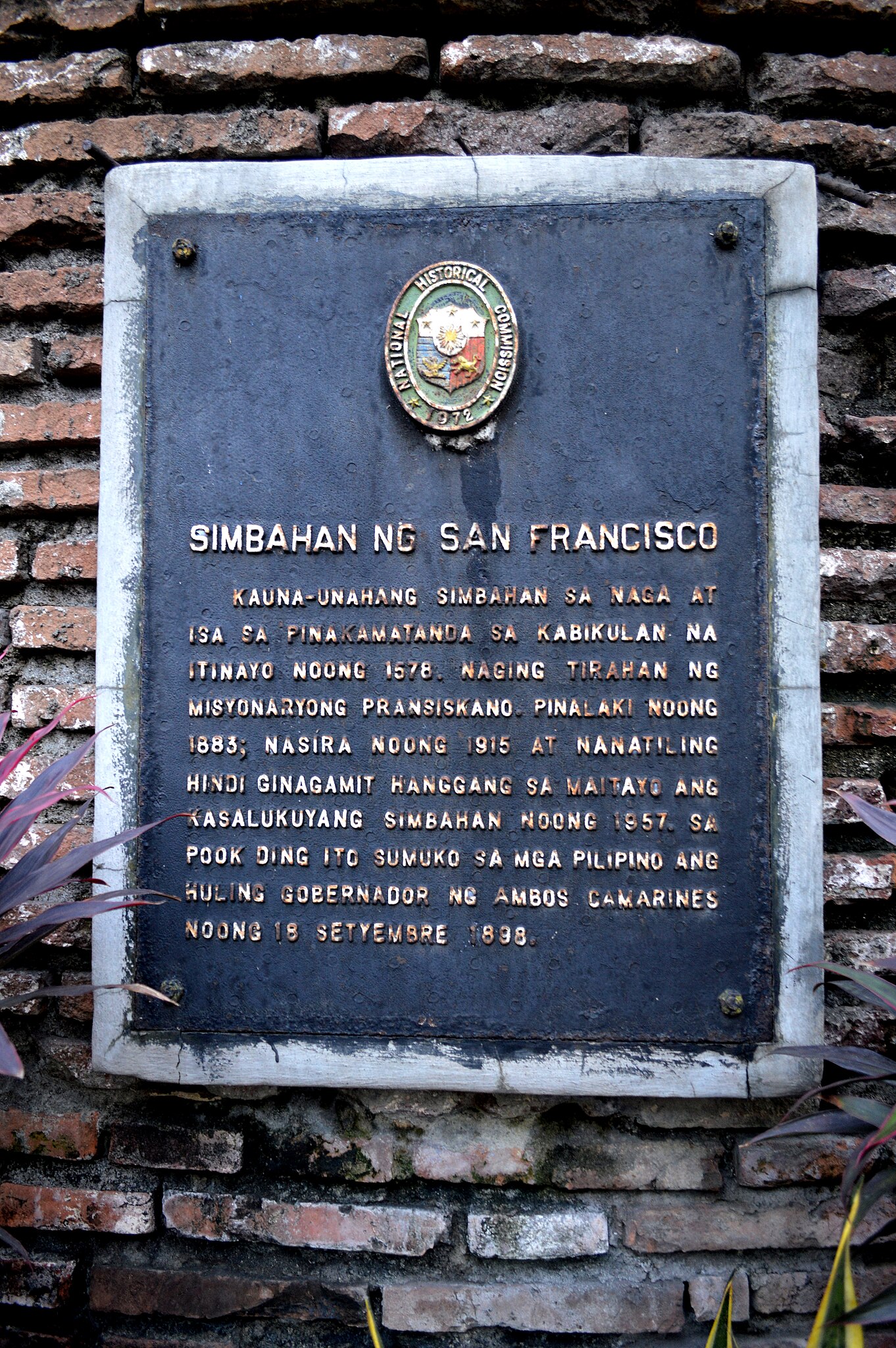 File:Historical Marker at the San Francisco Church in Naga City.jpg Wikimedia Commons