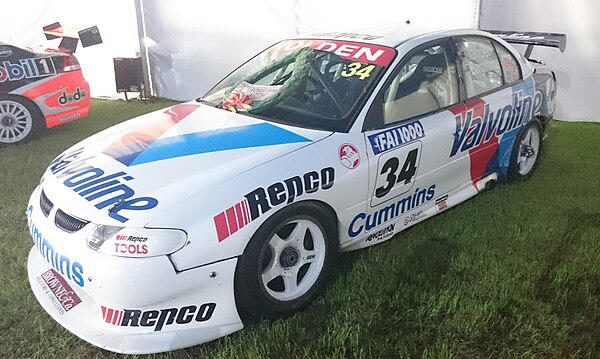 The Holden Commodore VT in which Garth Tander placed second in the championship. The car is pictured in 2018