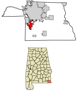Alabama shtatidagi Xyuston okrugidagi Rexobetning joylashuvi.