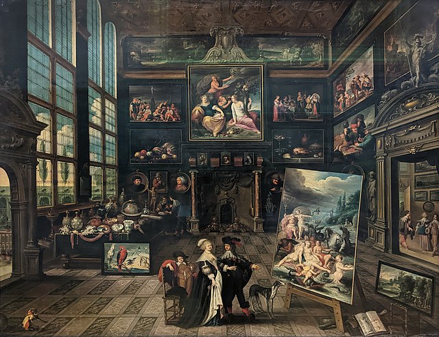 Intérieur d'une galerie de tableaux et d'objets d'art - Louvre